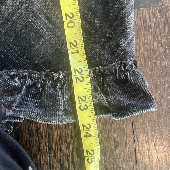 VTG Free People Ruffled Midi Skirt Sz 4 Dark Gray/ Black Plaid - Picture 6 of 6